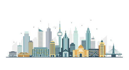 Fototapeta premium Modern Cityscape Skyline with Diverse Architecture and Tall Buildings