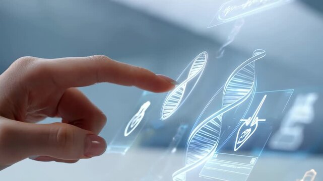 Hand Interacting with DNA Medical Hologram
