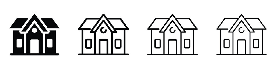 Fototapeta premium Collection of house icons in solid and outline styles for diverse design needs