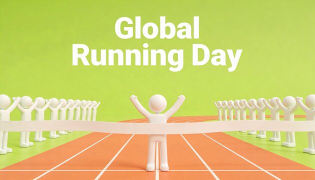 Global Running Day 3D illustration.