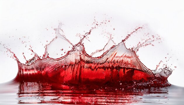 powerful explosion of splash red water white lighting on white isolated background