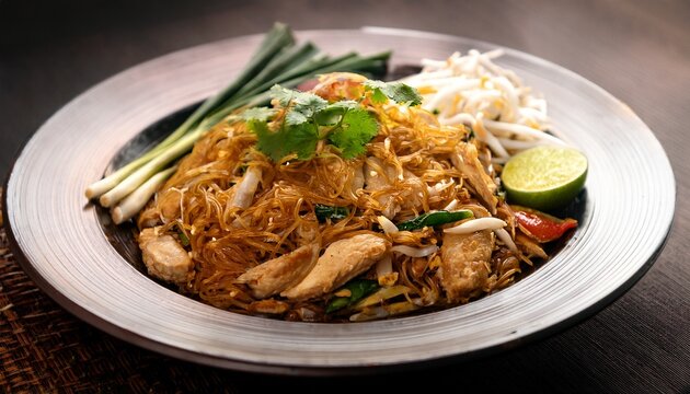 thai kuay teow khua kai stir fried rice noodles with chicken street food