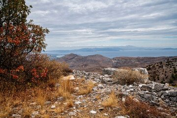 Fototapeta premium View from Penteli Mountain Quarry Over Attica Greece