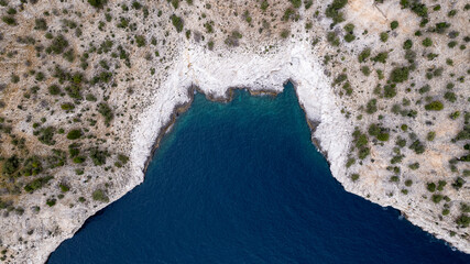 Aerial view of a turquoise aegean sea bay © Marcin