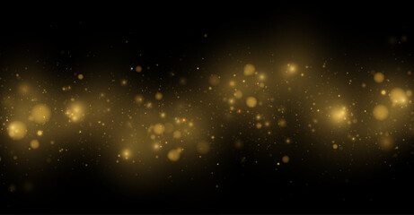Golden dust particles drift slowly through transparent space. Soft glowing effect creates festive elegance. Premium abstract motion design. © dedstock