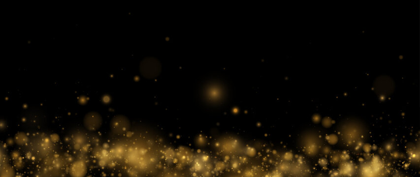 Golden bokeh lights shimmer softly, creating a warm festive glow. Ideal for backgrounds, overlays, or holiday-themed visuals. Adds magical sparkling elegance to your project.