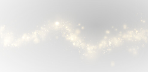 Glittering gold dust sprinkles over a transparent background. Light reflections create a magical celebration mood. Ideal PNG for festive designs. © dedstock