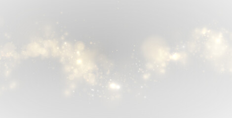 Glittering gold particles float across a transparent canvas. Celebration lights shimmer in every corner. Perfect PNG for invitations or banners. © dedstock