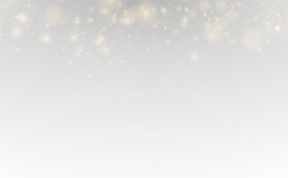 Sparkling golden particles hover above a transparent surface. Festive lights create magical reflections. Perfect PNG for winter designs.