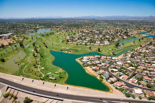 Indian Bend Wash, a greenbelt for flood control in Scottsdale, Arizona