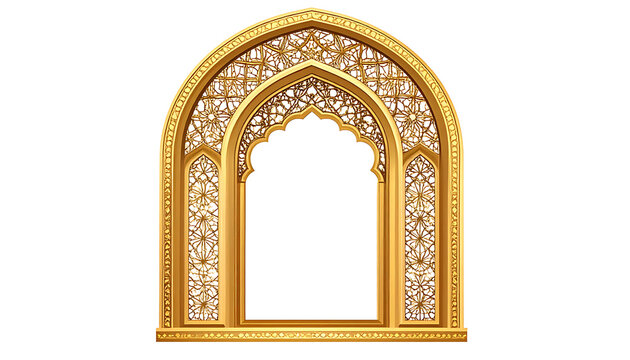 ornate golden archway with intricate filigree patterns, decorative entrance, architectural element for traditional design