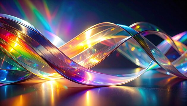Dynamic rainbow ribbons of light flow through dark space, symbolizing innovation and connectivity. A sleek futuristic background perfect for hightech projects and creative digital designs.