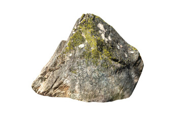 grey rock boulder covered with green moss  isolated on a white background © Svitlana