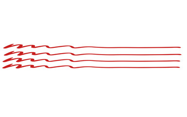 Fototapeta premium Red ink brush strokes on white background, hand drawn wavy lines and artistic paint smears, minimalist crimson marker scribbles for graphic design