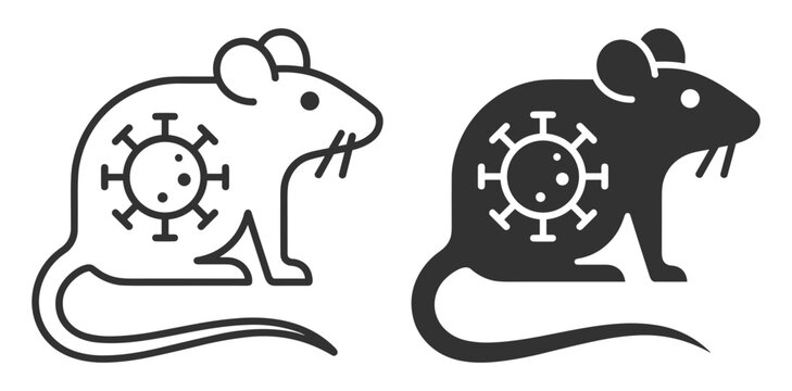 mouse icon with virus symbol vector illustration on transparent background