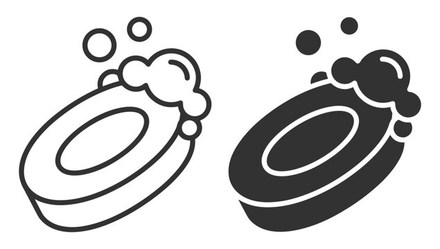 soap bar with bubbles icon set vector artwork on transparent background