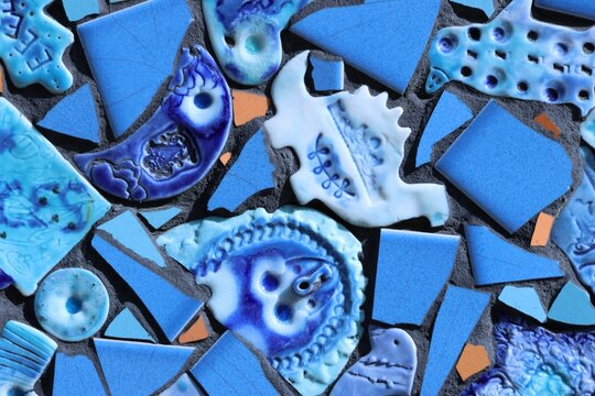 Texture abstraite bleue en mosa&iuml;que d&eacute;corative avec formes g&eacute;om&eacute;triques
