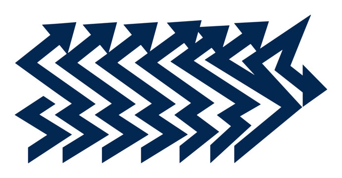 Abstract design of multiple overlapping arrows pointing to the right symbolizing progress and direction on transparent background