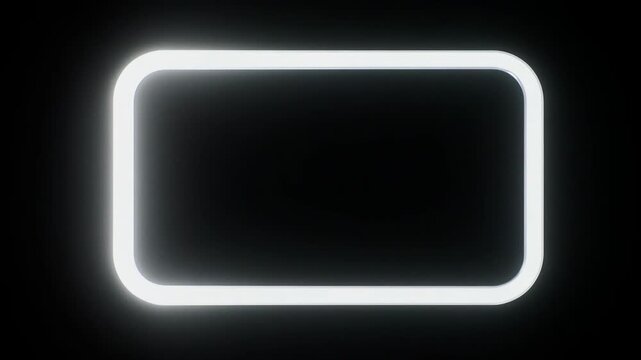 Bright white rounded rectangle frame on black background with clean minimal glowing border design