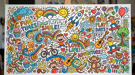 Naklejka premium Colorful seamless pattern with numbers symbols flowers and circles vector illustration for wallpaper and decoration