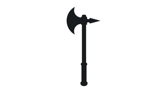 Black silhouette of a poleaxe against a white background