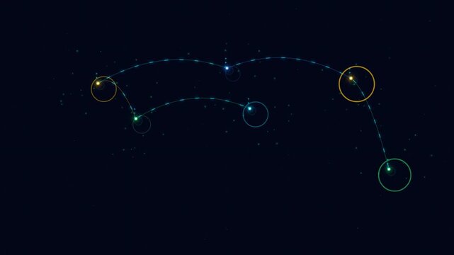 Digital abstract constellations appearing on a dark backgroun