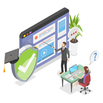 3D Isometric Flat  Illustration of Cyber Hygiene, Educating On Cybersecurity