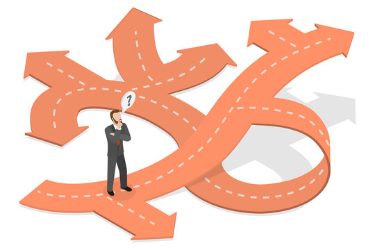 3D Isometric Flat  Illustration of Too Many Options, Choice Fatigue