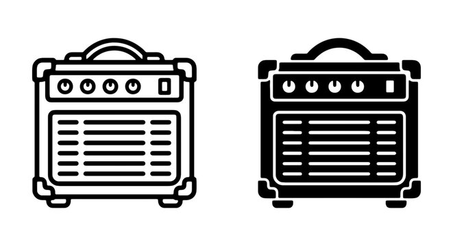 Guitar Amplifier Icons, Music Equipment Vector Set, Rock Sound Gear