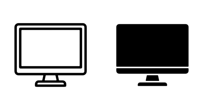 Computer Monitor Icons, Screen Display Vector Graphics, Technology Device Symbols