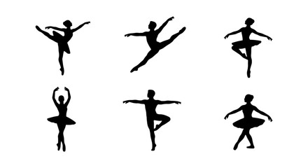 Ballet Dancer Silhouettes, Elegant Poses, Vector Art Collection © RAKIB