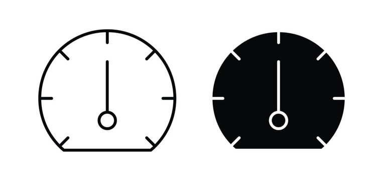 Gauge vector icon set black filled and outlined style.