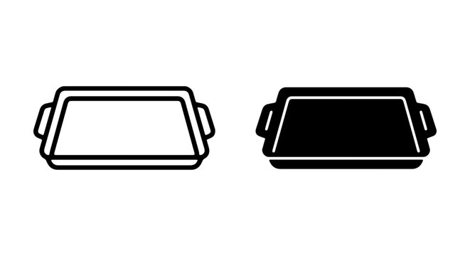 Baking Sheet Icons, Cookie Pan Vector Graphics, Kitchen Tray Line Art
