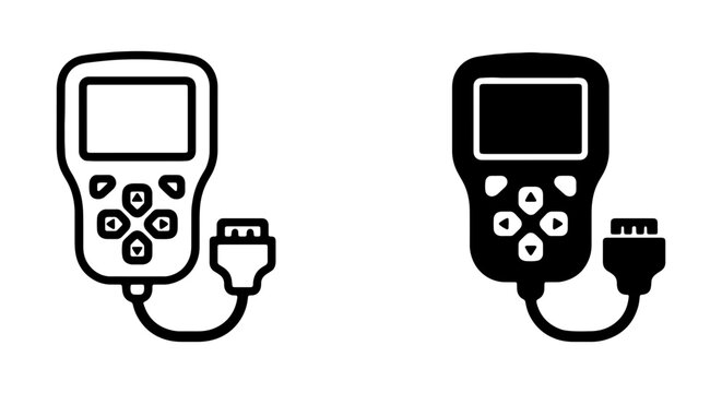 Car Diagnostic Tool Icons, OBD2 Scanner Symbols, Automotive Repair Equipment, Vehicle Maintenance Gadgets