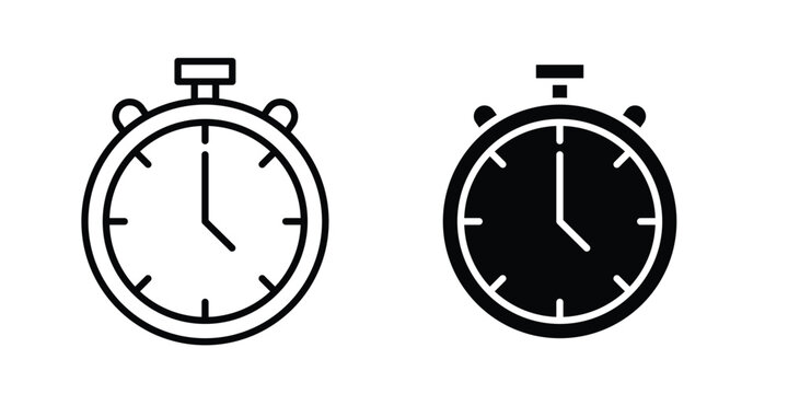 Stopwatch icon design. Black outline pictogram