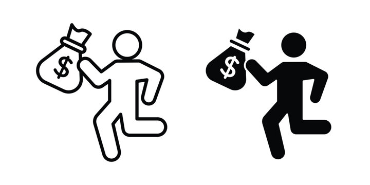 Thief icon design. Black outline pictogram