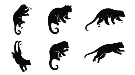 Obraz premium different black cuscus silhouettes on a clean white background, minimalist vector style.