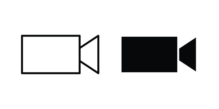 Video call icon design. Black outline pictogram
