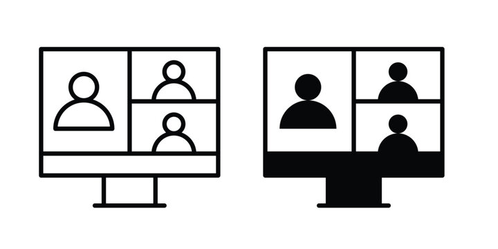 Webinar icon design. Black outline pictogram