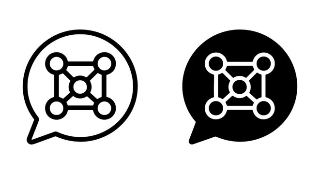 Abstract Network Connection Icons, Communication Bubbles, Data Structure Graphics, Technology Concepts