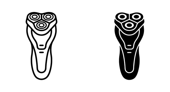 Electric Shaver Icons, Rotary Razor Vector Set, Personal Grooming Tools, Modern Hygiene Device