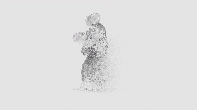 Water Splash Breakdance Character Front View with Alpha Matte