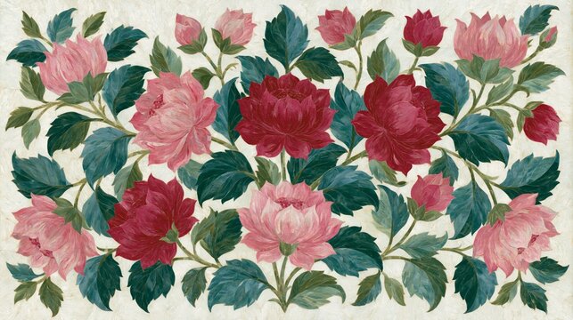 pichwai floral glass inlay motif with lotus and vine symmetry