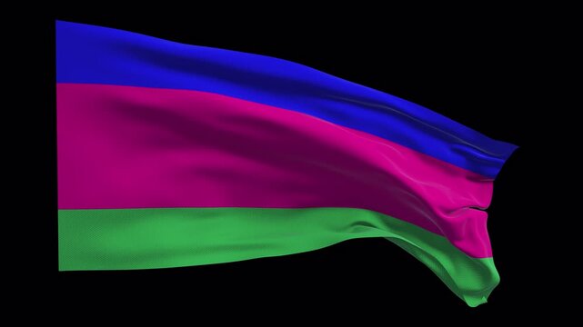 Realistic animation of the Kuban People&rsquo;s Republic flag waving in the wind, ideal for historical projects, news visuals, cultural videos, educational content, presentations, national holidays and web 