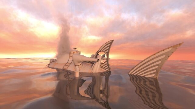 潜水艇　3DCGレンダリング