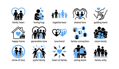 Fototapeta premium Family icons depicting love and togetherness on white background