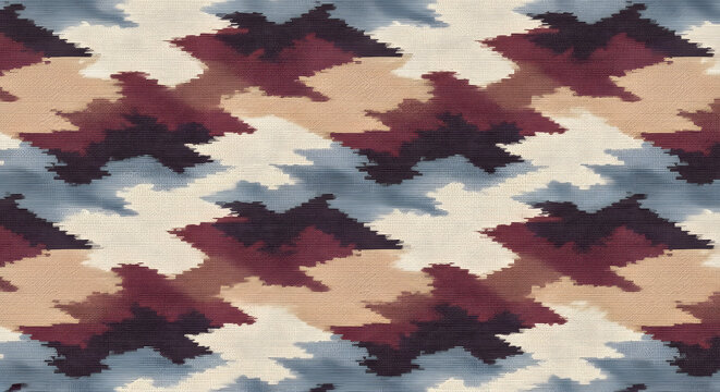 Seamless Tribal Chevron Pattern Background with Ethnic Ikat Textile Design