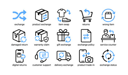 Fototapeta premium Returns and exchange icons representing product service processes