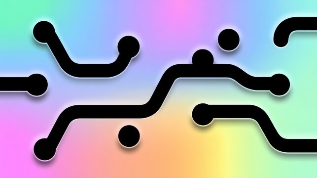 Abstract pastel colorful gradient background with black circuit board technology pattern for modern digital network concepts