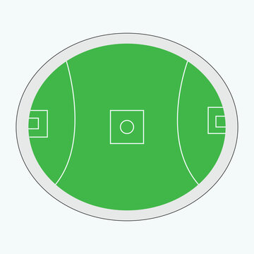 Australian rules football field with green grass simple illustration